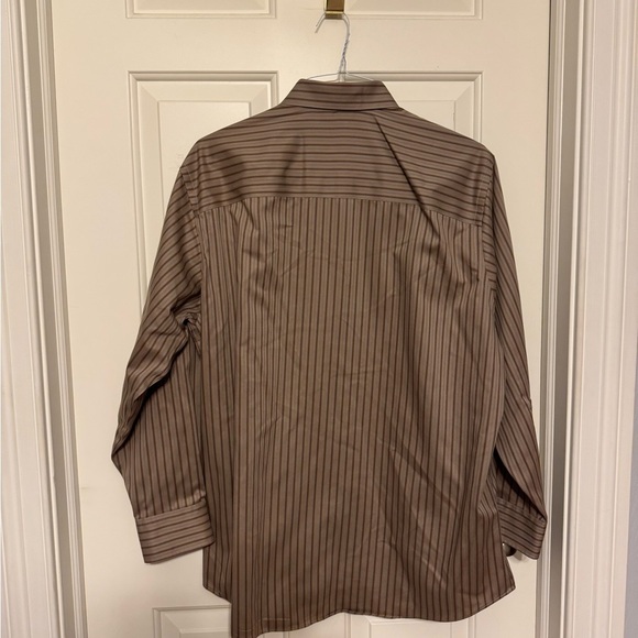 Men’s Brown Stripe Non Iron Kenneth Cole New York Button Down Shirt Sz 16.5 - Picture 2 of 6
